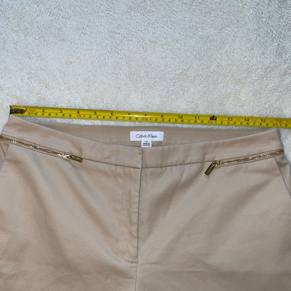 Calvin Klein Tan Pants with Gold Pocket Zipper Accents - Picture 5 of 8